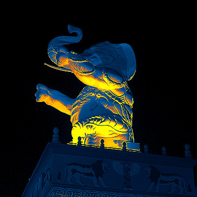 mall-elephant The mall nearby had massive white elephants. I colorized this photo