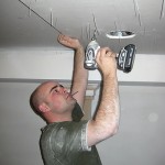 star-ceiling1 Jared screwing the sheetrock into place