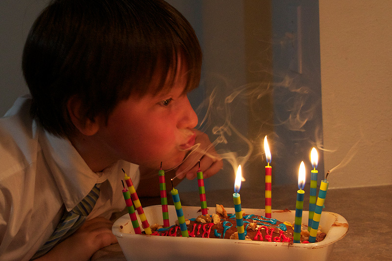 Blowing out candles