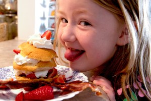Lazy strawberry shortcake, burned bacon, and a birthday girl