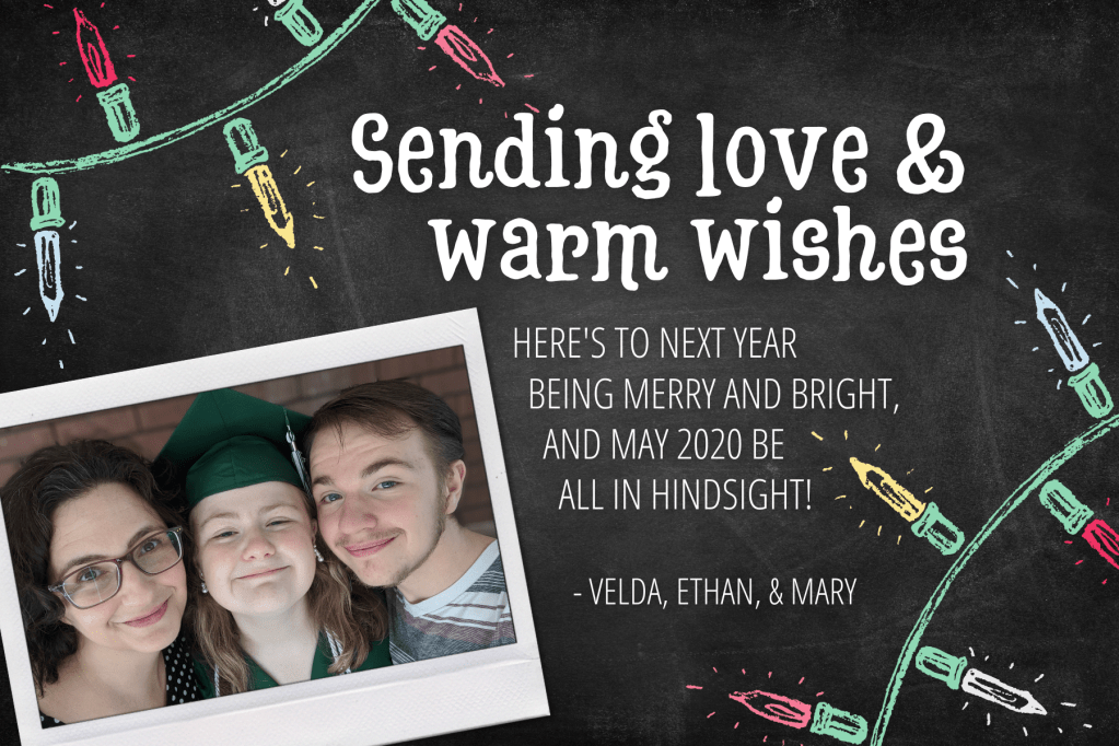 Christmas card with Velda's family