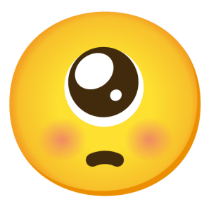 Cute sad face with one eye